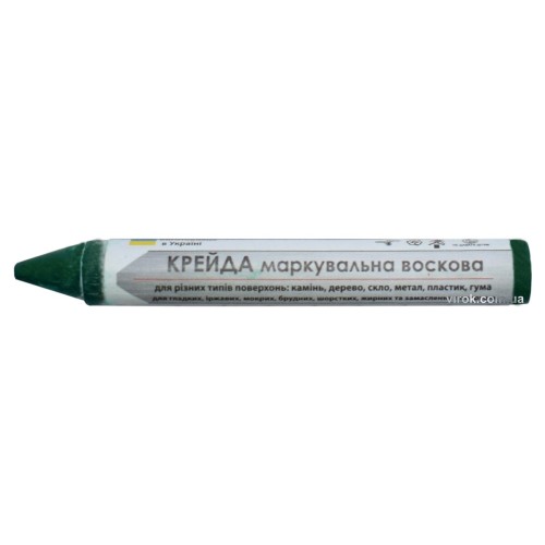 Крейда маркувальна VIROK : зелена, 13x120 мм. воскова для різних поверхонь. блістер 2 шт.