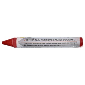 Крейда маркувальна VIROK : червона, 13x120 мм. воскова для різних поверхонь. УП 12 шт.