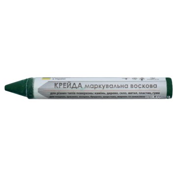 Крейда маркувальна VIROK : зелена, 13x120 мм. воскова для різних поверхонь. УП 12 шт.