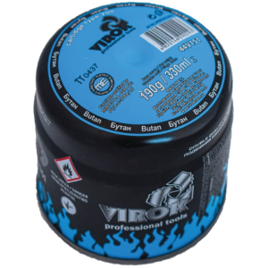 Балон газовий 1-разовий VIROK пробивний. 190g/330ml. type 200 BUTAN (E417) [48]