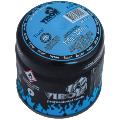 Балон газовий 1-разовий VIROK пробивний. 190g/330ml. type 200 BUTAN (E417) [48]