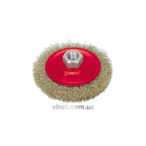 Щітка - крацовка VOREL плоска з гайкою М14, Ø-100мм [12/72]