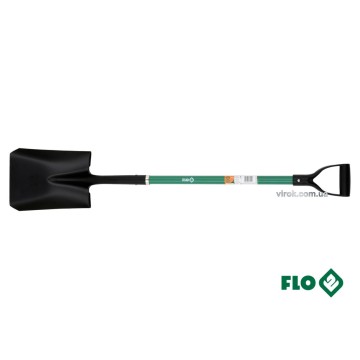Лопата совкова FLO трапецієвидна : 22.5 x 29 x 120 см, сталева основа, скловолоконна ручка [6]