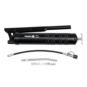 Шприц мастильний VOREL, V= 400 см³, 41-69 MPa з гнучкою і жорсткою трубками [5/10]