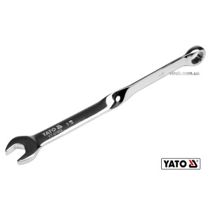 Ключ ріжково-накидний, кручений 90° YATO : М= 12 x 204 мм, Cr-V [40/120]