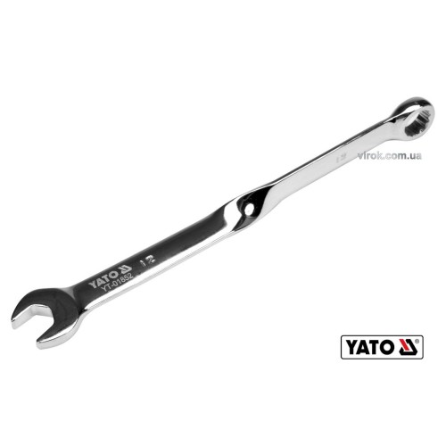Ключ ріжково-накидний, кручений 90° YATO : М= 12 x 204 мм, Cr-V [40/120]