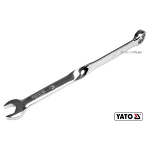 Ключ ріжково-накидний YATO : М= 13 x 204 мм, ,кручений 90° Cr-V [40/120]