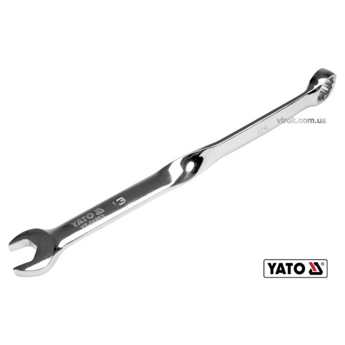 Ключ ріжково-накидний YATO : М= 13 x 204 мм, ,кручений 90° Cr-V [40/120]