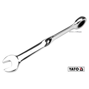 Ключ ріжково-накидний, кручений 90° з тріщаткою YATO : М= 16 x 228 мм, HRC 40-45, Cr-V(DW)
