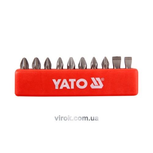 Набір насадок викруткових YATO : SL5, SL6, PH1/1, PH2/2, PZ1/1, PZ2/2, L= 25 мм. 10шт. [25/200]