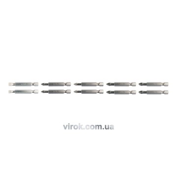 Набір насадок викруткових YATO : SL5, SL6, PH1/1, PH2/2, PZ1/1, PZ2/2, L= 50 мм. 10шт. [25/100]