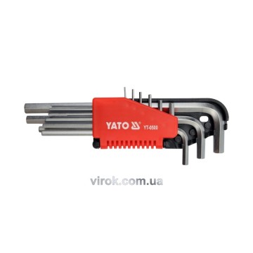 Ключі 6-гранні Г-подібні YATO : Cr-V, М 1,5-10 мм, 9 шт. [6/36]