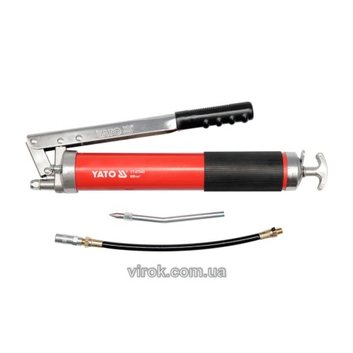 Шприц мастильний YATO, 600 см³, 27-41 MPa. з жорстк. і гнучк. аплікаторами [6/12]