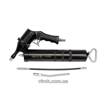 Шприц мастильний пневматичний YATO : 400 см³, вих. P= 30-40 MPa, продукт.- 28 л/хв [10]