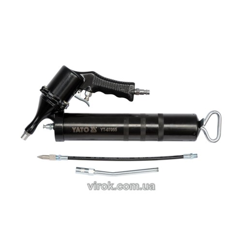 Шприц мастильний пневматичний YATO : 400 см³, вих. P= 30-40 MPa, продукт.- 28 л/хв [10]