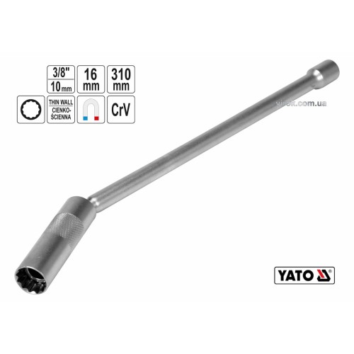Ключ до свічок запалу 12-гранний магнітний YATO : квадрат- 3/8