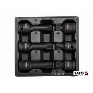 Набір насадок викруткових ударних YATO: SPLINE M14 M16 M18 квадрат 1/2