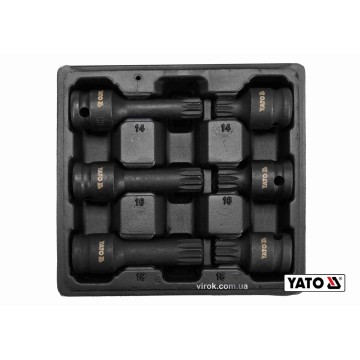 Набір насадок викруткових ударних YATO: SPLINE M14 M16 M18 квадрат 1/2
