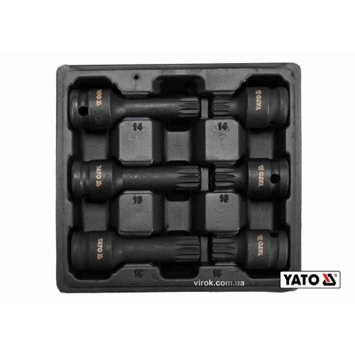 Набір насадок викруткових ударних YATO: SPLINE M14 M16 M18 квадрат 1/2