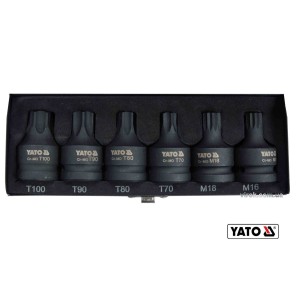 Набір насадок викруткових ударних YATO: TORX/SPLINE T70-100, M16-M18. квадрат 3/4