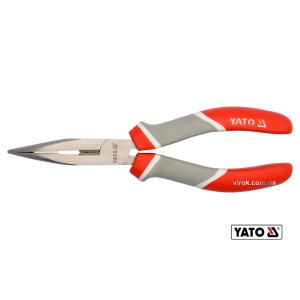 Тонкогубці нікельовані зігнуті YATO : L= 160 мм [6/60]