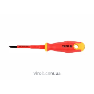 Викрутка хрестова діелектрична ізольована YATO : PH1 x 80 мм. VDE до 1000V [12/120]
