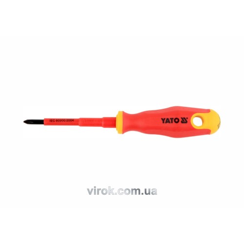 Викрутка хрестова діелектрична ізольована YATO : PH1 x 80 мм. VDE до 1000V [12/120]