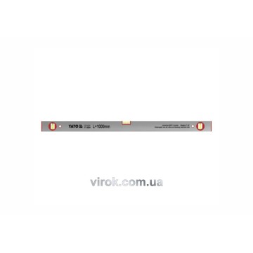 Рівень алюмінієвий YATO : L= 100 см, 3 капсули [10/40]