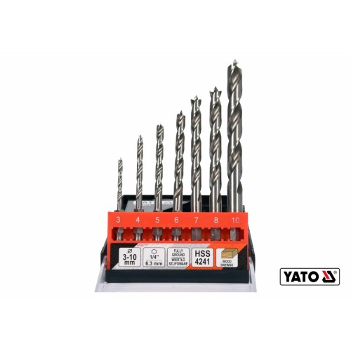 Свердла по дереву спіральні YATO: Ø3, 4, 5, 6, 7, 8, 10 мм, хвостовик- HEX 1/4