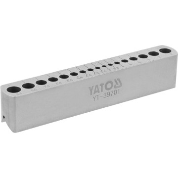 Шаблон напрямний для свердління отворів YATO 17 отв Ø= 3-9,5 мм, корпус з високо вуглец. сталі (HCS)