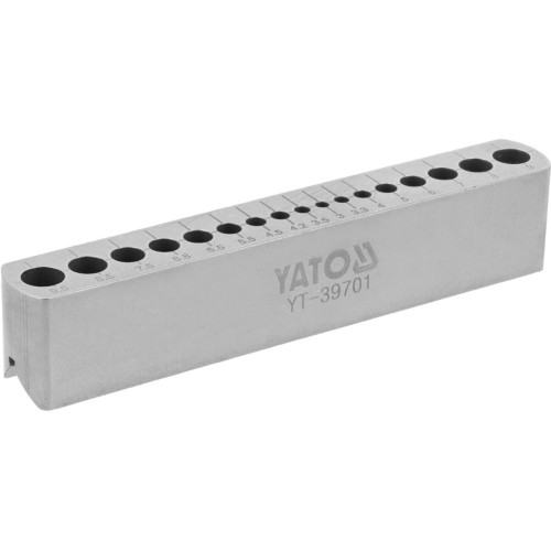 Шаблон напрямний для свердління отворів YATO 17 отв Ø= 3-9,5 мм, корпус з високо вуглец. сталі (HCS)