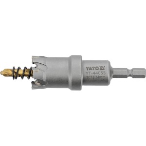 Свердло коронка по металу TCT YATO: Ø24 x103 мм, товщ. до 25мм, з напрямним, 6-гран. хвост 1/4