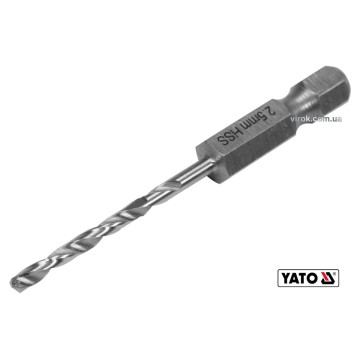 Свердло по металу YATO: HSS6542, Ø=2.5мм, HEX-1/4
