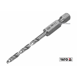 Свердло по металу YATO: HSS6542, Ø=3.2мм, HEX-1/4