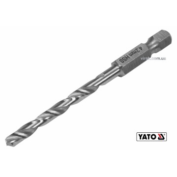 Свердло по металу YATO: HSS6542, Ø=4.2мм, HEX-1/4