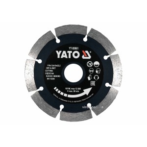Диск відрізний алмазний по каменю і бетону YATO Ø=115x1.8x10x22.2 мм, в мокрому і сухому режимі [20]