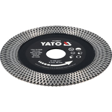 Диск відрізний алмазний по гресу і кераміці YATO Ø= 125/22.2x 1.8 мм, сухий різ [10/100]