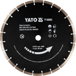 Диск алмазний сегментний по бетону YATO : Ø= 350x 25,4 мм. t= 3,4 мм, до YT-84820 [10/360]