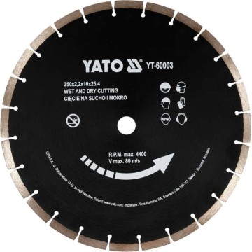Диск алмазний сегментний по бетону YATO : Ø= 350x 25,4 мм. t= 3,4 мм, до YT-84820 [10/360]