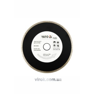 Диск алмазний суцільний YATO : Ø= 180x5,3x22,2 мм. H= 2,5 мм. для мокрої різки [15/60]