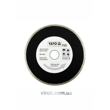 Диск алмазний суцільний YATO : Ø= 180x8,0x25,4 мм. H= 2,2 мм до (79260) [15/60]