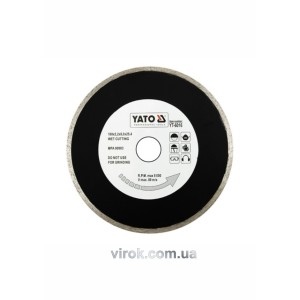 Диск алмазний суцільний YATO : Ø= 200х8,0x25,4 мм. H= 2.2 мм [10/40]
