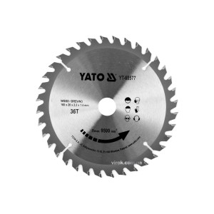 Диск пиляльний победітовий по дереву YATO: 160x20x2.2x1.5 мм, 36 зубців, R.P.M до 9500 1/хв [25/50]