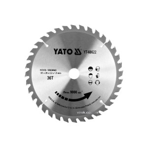 Диск пиляльний победітовий по дереву YATO: 185x20x2.2x1.5 мм, 36 зубців, R.P.M до 9500 1/хв [25/50]