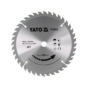 Диск победітовий по дереву YATO: 190х 16x 3.2x 2,2 мм, 40 зубів [10]