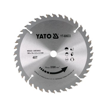 Диск победітовий по дереву YATO: 190х 16x 3.2x 2,2 мм, 40 зубів [10]