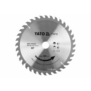 Диск пиляльний победітовий по дереву YATO: 255x30x3.0x2.0 мм, 36 зубців, R.P.M до 6000 1/хв [10/20]