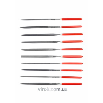 Надфілі YATO : L= 180/85 мм, b= 5 мм. Набір 10 шт. [25/50]