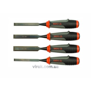Стамески з полімерними ручками YATO : b= 10-12-16-20 мм, CrV. набір 4 шт. [6/24]