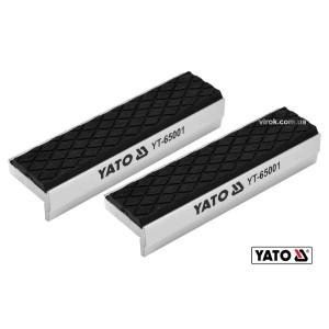 Губки змінні до лещат м'які YATO: 100 х 30 х 10 мм, алюмінієві з гумою [20/60]